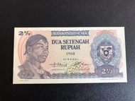 Jual Uang Kertas Kuno Sudirman 2 1/2 rupiah. 1968. UNC.