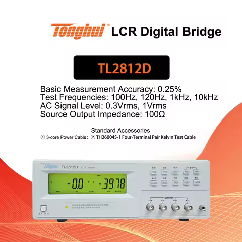 Tonghui TL2812D LCR Meter Test Frequency 100Hz, 120Hz, 1kHz, 10kHz Output Impedance 100Ω Accuracy 0.