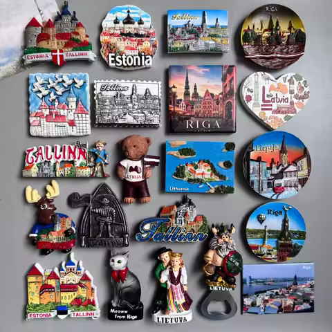 Latvia Riga Fridge Magnets Tourist Souvenir Tallinn Estonia Lithuania Magnets for Refrigerators Land