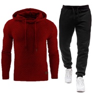 2021 New Tracksuit Men Brand Male Solid Hooded Sweatshirt+Pants Set Mens Hoodie Sweat Suit Casual Sp