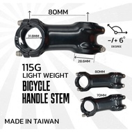 Lightweight Alloy Stem • 28.6 Steerer • 31.8 Bar • 115 g • Taiwan • 70/80 mm