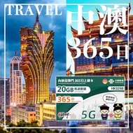 【365日】【內地、澳門】(20GB) 5G 上網卡數據卡SIM咭