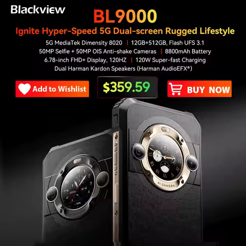 Blackview BL9000 5G Rugged Smartphone 6.78" 2.4K Screen 12+12GB 512GB Mobile Phone 50MP 8800mAh With
