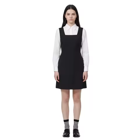 Emma Grossma Cosplay Costume Horror Movie Girl 2Pc Preppy Outfit White Lapel Shirt Black Sleeveless 