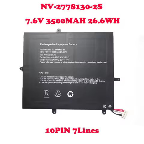 Laptop NV-2778130-2S Battery For JUMPER EZbook X1 7.6V 3500MAH 26.6WH For TECLAST F5 2666144 H-30137