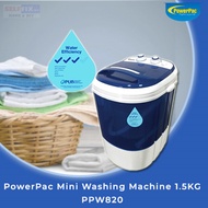 【Powerpac】PPW820 Mini Washing Machine 1.5KG (15 mins fast laundry)