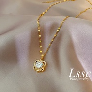 ◧ ❃ ◆ ♞,♘,♙Korean Diamond Double Heart Stainless Steel  Necklace for Women Couple Kwintas gold Pers