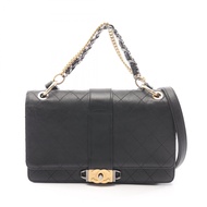 【二手】香奈兒 (Chanel) 絎縫雙肩包 黑色皮革 絎縫雙肩包 鏈條雙肩包 女士二手 A