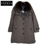 Burberry London B1A23-661-58 棕色尼龍羽絨內襯狐狸毛羽絨外套 40碼 [二手]