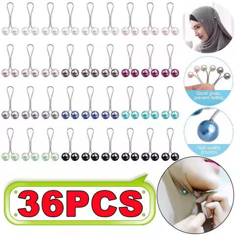 36/24/12/6PCS Pearls Pins Muslim Women Shawl Scarf Clips Lady Scarves Hijab For Women Pearl Brooch P
