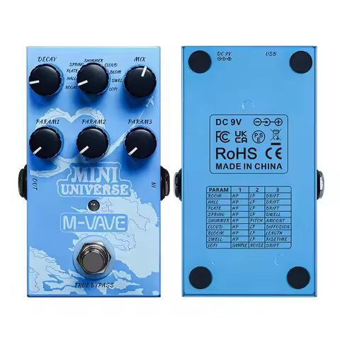 M-VAVE MINI-UNIVERSE Digital Reverb Guitar Effects Pedal 9 Reverb Effects True Bypass Suitable for E
