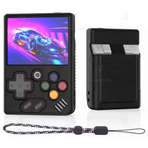 Miyoo Mini V4/Miyoo Mini Full Protective Case with Lanyard Anti-fall Anti-scratch Black Silicone Sof