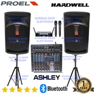 Paket sound system speaker aktif proel 12 inch mixer ASHLEY 6 channel full set original