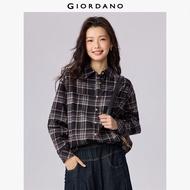 Giordano 100% Cotton Flannel Plaid Woven Long-Sleeve Shirt with Straight Pocket – flannel warm plaid