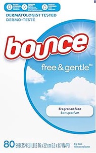 Bounce Fabric Softener Sheet for Dryer Free & Gentle Unscented 80 Sheets
