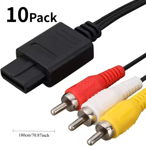 10pcs AV Cable Composite Video Cord for Nintendo 64/N64/GameCube/Super for Nintendo SNES TV Game(6 F