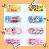 iSchoolDy Kids Cartoon Meal Time Box Set Fork Spoon Chopstick Cutleries Set Budak Set Kutleri