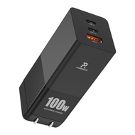 POWERRIDER PD100CA 100W 氮化鎵三孔折疊 快速充電器 85.5 x 39 x 32mm  黑色  1個