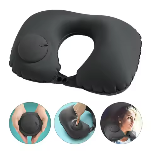 Push-type inflatable portable neck pillow U-shaped pillow can be stored and self-inflated suitable f
