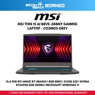 MSI Thin A15 AI B8VE-288MY Laptop - 15.6" FHD IPS 144HZ/R7-8845HS/8GB/512GB/RTX4050 6GB/W11