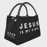 Jesus Is My King Thermal Insulated Lunch Bags Women My King Faith Christian God Resuable Lunch Tote 