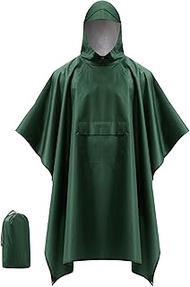 Waterproof Rain Poncho, Unisex, Reusable Rain Jackets, 3-in-1 Multifunctional Rain Cape with Pocket,
