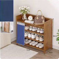可折疊鞋櫃（胡桃色）（深藍4層-長70cm）