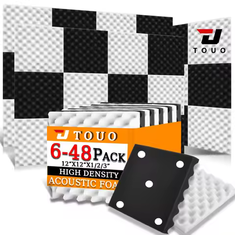 TOUO Acoustic Foam Panels for Streaming Setup Room with Egg Crate 12"x12"x1/2/3" Sound Control