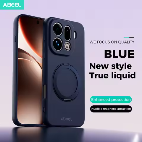 For OPPO Find X9 Pro Case Hand Feel Liquid Silicone Magsafe Ring Holder inner Fur Soft Mobile Phone 