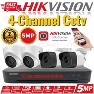 HIKVISION 5MP 🌟4-CHANNEL🌟 CCTV Ultra HD 1920P 5.0MP 4CH HIK DVR+Camera Package P2P View on phone sup
