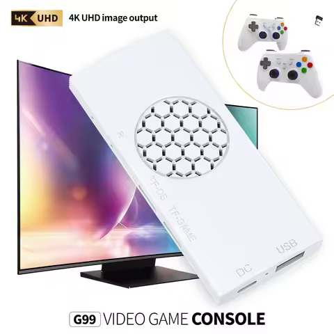 G99 plug and play TV game console, 4K high-definition output, dual wireless controllers, supports tw