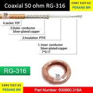 [1 meter] Coaxial - RG-Cable, RG-316, 50 ohm, Taiwan, by meter