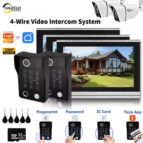 ANJIELO1080PGraffitiSystem VideoIntercomTouchscreenDoorbellSecurity ProtectionFingerprint Unlock5-in
