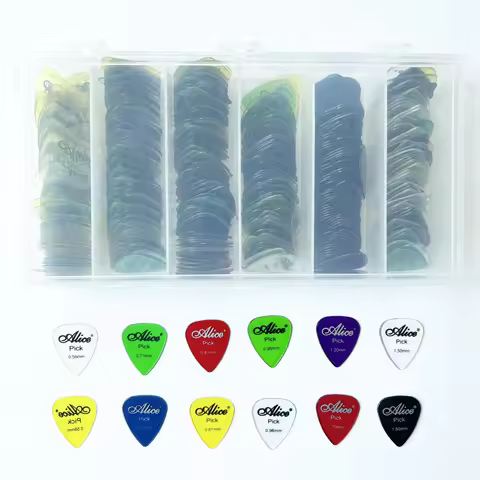 600pcs Alice AP-600H Smooth Clear Guitar Picks Standard Plectra with Storage Box Case 0.58/0.71/0.81