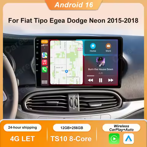 Android 16 Car Radio For Fiat Tipo Egea Dodge Neon 2015-2018 2K QLED Stereo Multimedia Video Player 