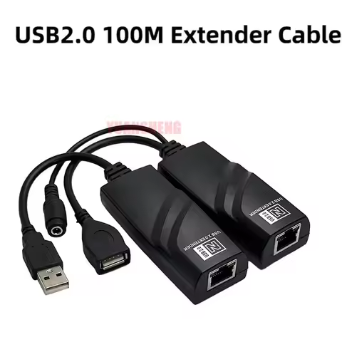 100M USB2.0 Extender Over Cat5 Cat5E Cat6 Cat7 Ethernet Cable Transfer RJ45 Receiver with DC5V/2A Po