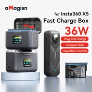 AMagisn Insta360 X5 Battery Fast Charge Charging Box Insta360 X5 with Screen Charger Memory Card Sto