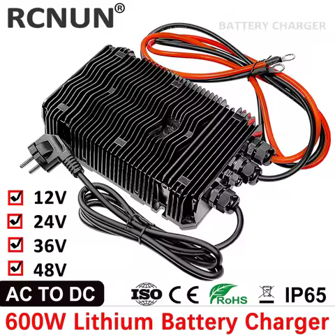 RCNUN Waterproof AC90-265V to DC 14.6V 29.2V 43.8V 58.4V 600W Lifepo4 Lithium Battery Charger