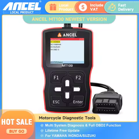 2024 ANCEL MT100 Motorcycle Coder Reader Motorcycle Scanner for Engine ABS Motor Diagnostic Tools Fo