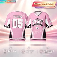 Cute Pink ITZY Yuna No.5 Print SporJersey Quick Dry Short Sleeve Jersey Family Matching Parent Kids 