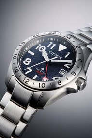 CITIZEN 星辰 Eco-Drive 光動能 PROMASTER Land series BJ7150-50E 不銹鋼錶帶 黑色面 藍寶石玻璃錶面 WR 20bar GMT 日本製造 BJ7150