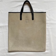 Vintage LOEWE Anagram Suede Leather Tote Bag Grey Handbag fit A4 paper/laptop