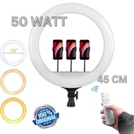 Lamp Ring Light 45cm 18 Inch 50 Watt 3in1 Color with 3 Phone Holder