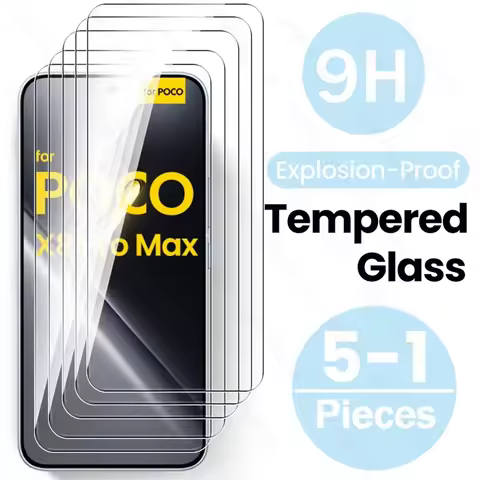 5-1Pcs 9H Clear Tempered Glass for Xiaomi Poco X8 Pro Max 5G Screen Protector Cover Film on Poko Lit