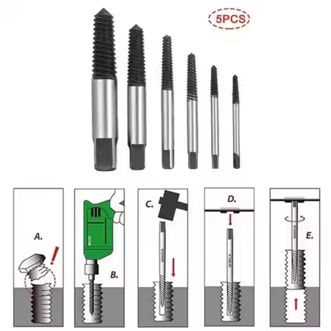 ✿1/5/6 Pcs High Carbon Steel Broken Screw Extractor Thickened Deep Thread For Home Plumbing Repair D