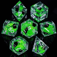 DND Liquid Core Dice Set D&D Sharp Edge Resin Dungeon and Dragon Dice Set D and D RPG Role Playing D