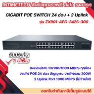 1000mbps 24 Ports Gigabit POE Switch + 2 uplink รับประกัน 1 ปี รุ่น ZX901-AFG242S-300