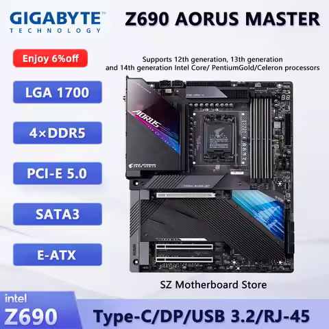 Gigabyte Z690 AORUS MASTER LGA1700 Motherboard Support i9-12900K/i7-12700K/i5-12600K DDR5 PCIe 5.0 W