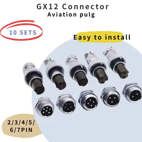 10 Pcs GX12 Aviation Circular Connector GX12-2Pin 3pin 4pin 5pin 6pin 7pin Male Female 12MM M12 Fixe