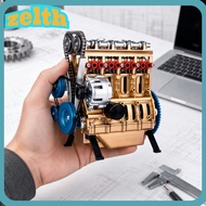 ZELTH Car Engine Model, 3.94in Miniature Model 8 Cylinder Engine Model, Miniature 8 Cylinder Resin E